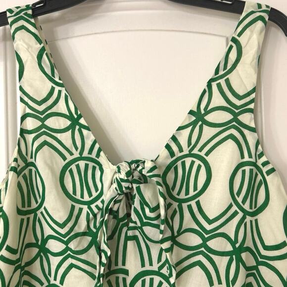 MAEVE Anthropology NWT Verena Tie Front Green & Cream Geometric Print Tank Small - Picture 4 of 10
